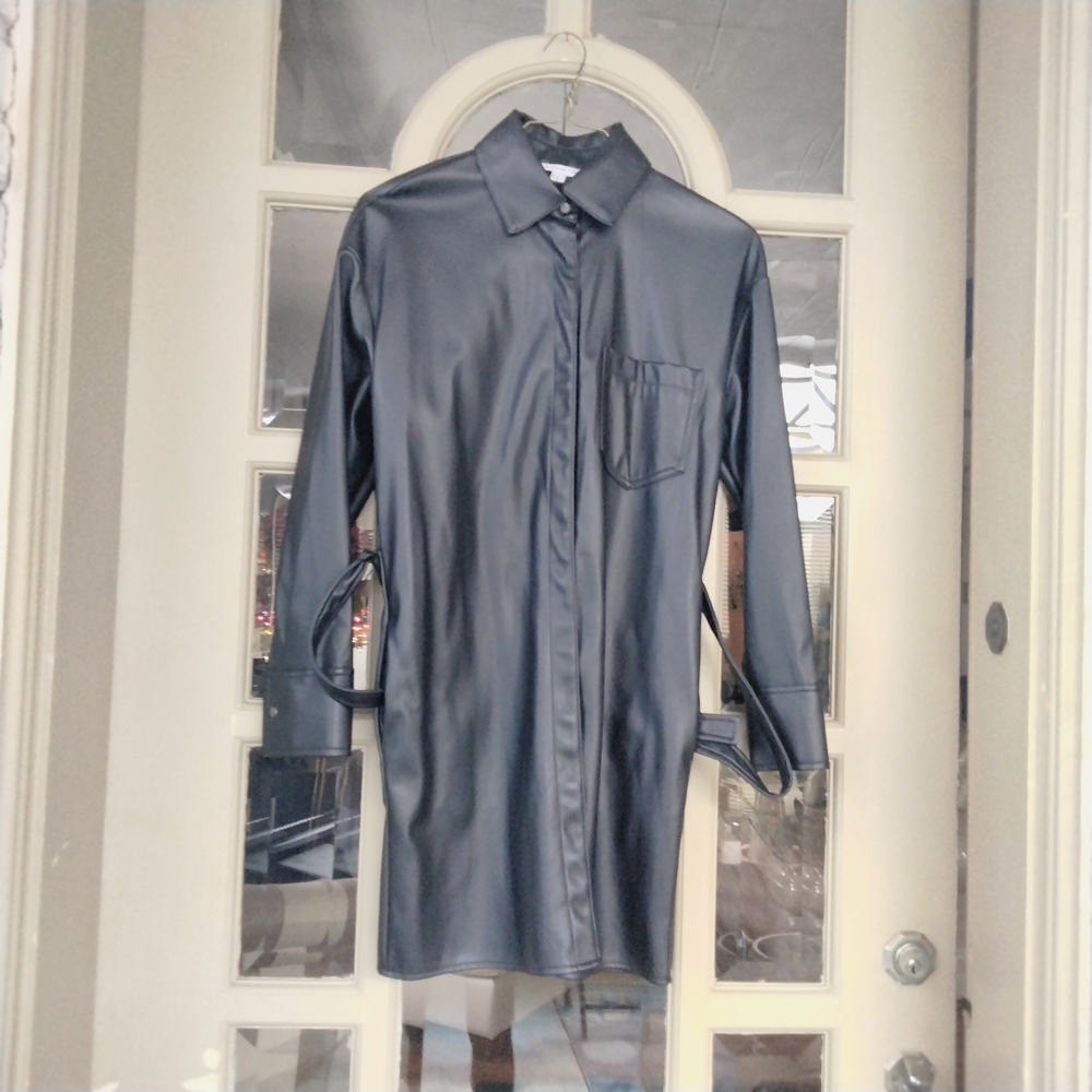 Women's Black Faux Leather Blazer